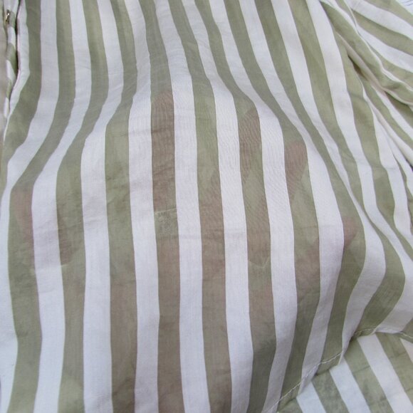 NEW Zara Flowy Striped Long Sleeve Gold Buttons Shirt Ecru/Green womens Size XS - Picture 3 of 8